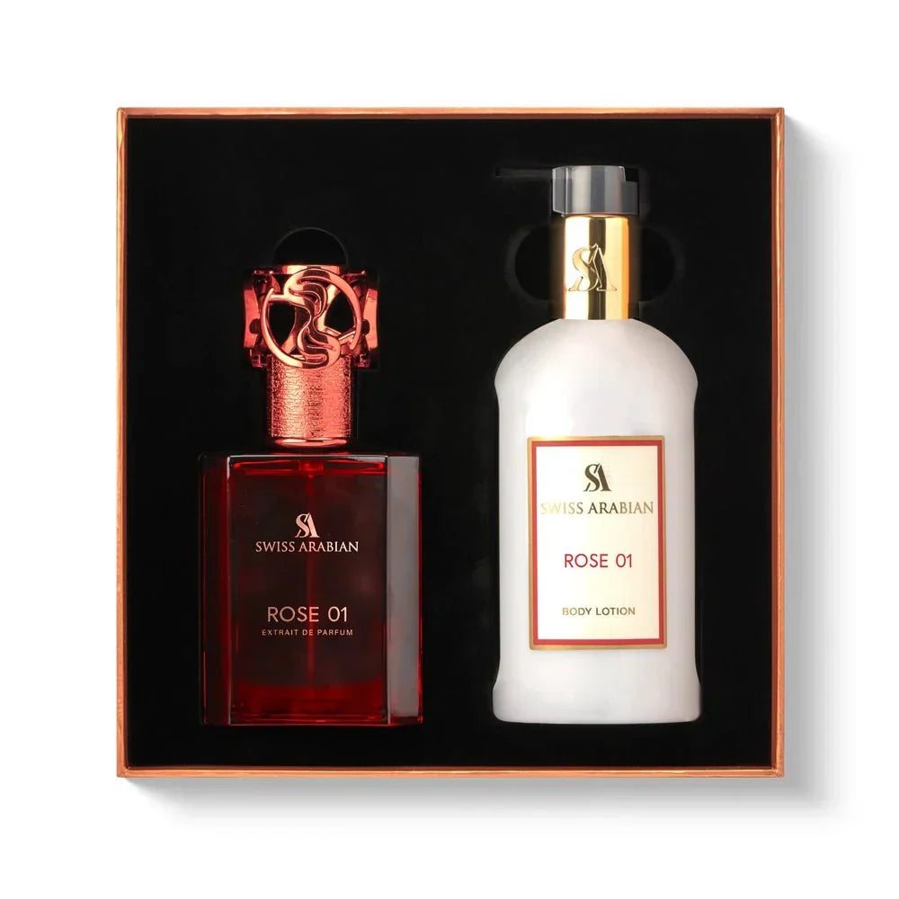 Rose 01 Eau de Parfum 50ml + Body Lotion 300ml Set | Swiss Arabian
